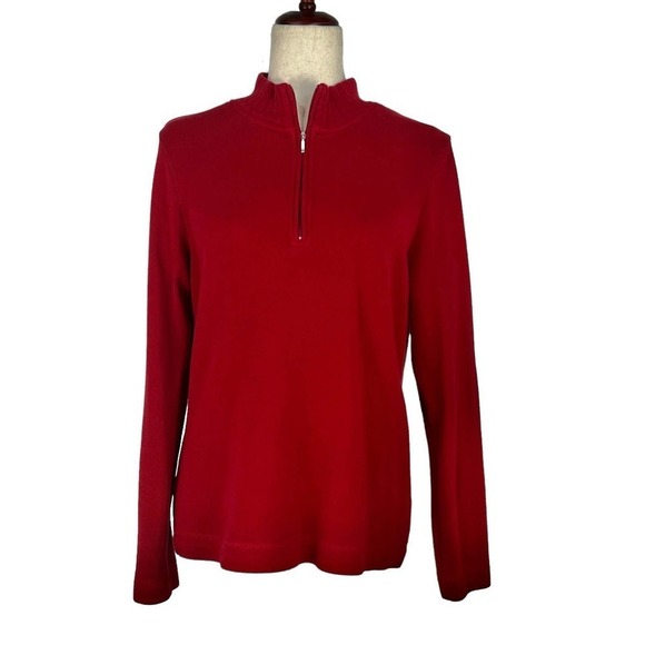 GEOFFREY BEENE QUARTER ZIP MOCK NECK KNITTED SPORT PULLOVER SWEATER RED XL EUC - Picture 3 of 12